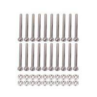 M2 x 20mm Long Hex Socket Knurled Cap Screws Bolts Nuts Set 20Pcs