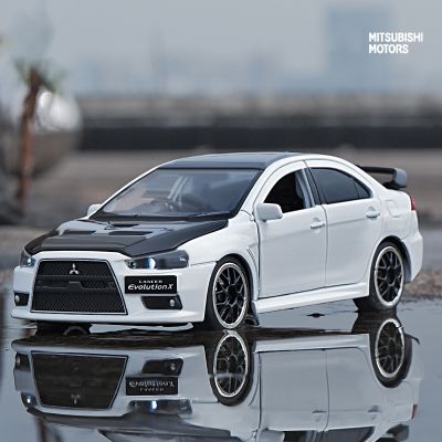 Mitsubishis สำหรับเปิดประตู JDM Lancer Evo X ของเล่นอัลลอยด้วยเสียงและแสงเครื่องประดับโมเดลรถยนต์สำหรับของขวัญเด็ก