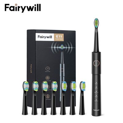 Fairywill E11 แปรงสีฟันไฟฟ้า  8 หัวแปรงดูปองท์ 5 โหมด
