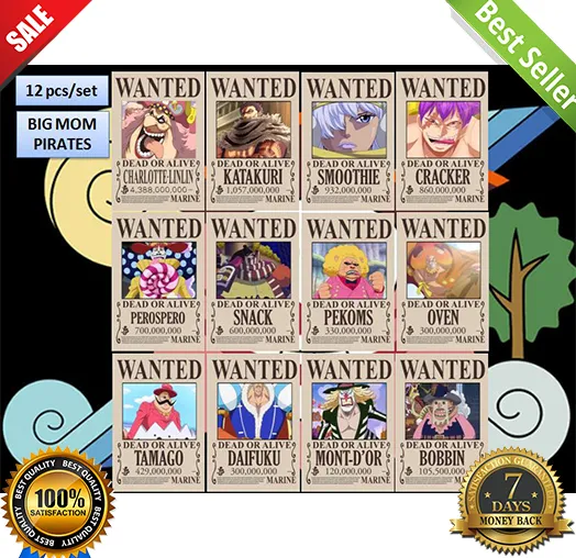 One Piece Wanted Poster Big Mom Pirates Yonko Linlin Katakuri Smoothie Cracker Perospero Snack Oven Pekoms Tamago Daifuku Mont D Or Bobbin Lazada Ph