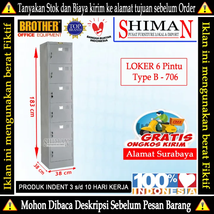 Lemari Loker Besi 6 Pintu B 706 BROTHER | Lazada Indonesia