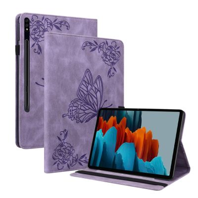 【5AceShop 】 Casing Tablet หนังดอกไม้นูนผีเสื้อสำหรับ S9ซัมซุงกาแล็กซีแท็บ +