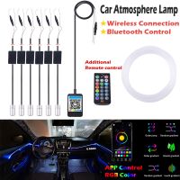 RGB Car Interior Ambient Light Neon Optical Fiber Strip Remote APP Bluetooth Control Thread-free Wireless Atmosphere Lights