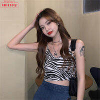 IMIXCITY เสื้อกล้ามผู้หญิง Slimming Black And White Striped All-Match Sexy Camisole