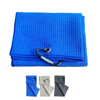 Golf Towel 30*50Cm 11.8"*19.7" Inch Folded Microfiber Waffle Carabiner Clip For Golf Sports Clear Golf Club Balls Running Yoga