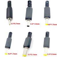 5pcs 5.5x2.5 5.5x2.1 4.8x1.7 4.0x1.7 3.5x1.35 2.5x0.7mm Male DC Power Plug Connector 180 degree Plugs cable Male Plug AdapterWires Leads Adapters