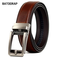 Mens Leather Belts Brown Cowhide High Quality Business Ratchet Belt Metal Automatic Buckle Waist Strap Male Formal Style ZY-K02