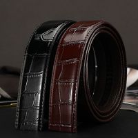No Buckle Cow Leather Belt for Men Automatic Buckle New Business Waist Strap Black Brown Male High Quality Jeans Waistband 3.5CM Belts