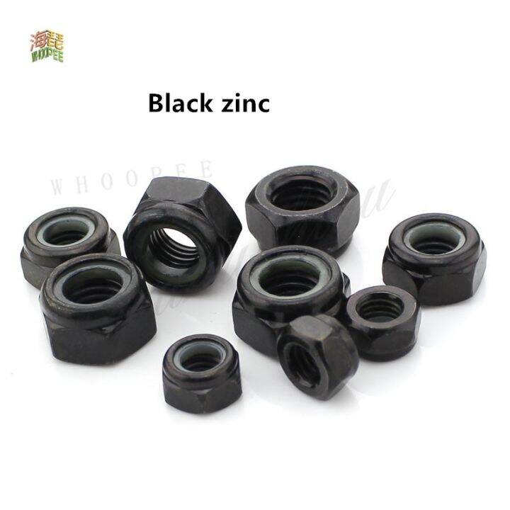 50x-m2-m2-5-m3-m4-m5-m6-304-stainless-steel-carbon-steel-black-zinc-plated-hex-nylon-insert-lock-nut-self-locking-nylock-locknut