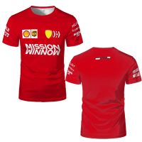 เสื้อยืดเฟอร์รารี F1ฟอร์มูล่าหนึ่งรถแข่งของเล่น3D เครื่องแต่งกายแนวสตรีทฤดูร้อนแฟชั่นผู้ชายเสื้อเจอร์ซีย์เสื้อยืดเปิดไหล่สำหรับเด็กเสื้อยืดคอกลมขนาดใหญ่