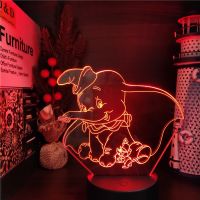 Disney 3D Visual Light Little Young Dumbo Figure LED Night Light Cartoon Night Lamp Bedroom Decor Lampara Light Children Gifts