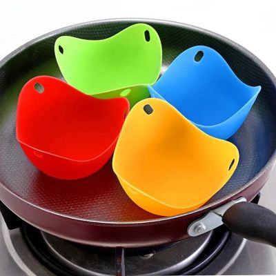 4Pcs Silicone Egg Poachers Food Grade Egg Steamer Silicone Egg Mold Pancake Cookware Kitchen Cooking Tool Accessories 4 Colors
