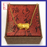 LIKT-Fui Pixiu Mantra Ring 24K สร้อยคอนำโชคสร้อยคอพร้อมจี้ทองตัวอักษรจีนนำโชค2023ทรายทอง Piyao Temple เพื่อรับความมั่งคั่งและความสำเร็จทางธุรกิจ