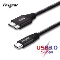 Fasgear Micro B USB C สายเคเบิล3.0 5Gbps สายเชื่อมต่อข้อมูลที่รวดเร็วสำหรับฮาร์ดไดรฟ์เสริม Macbook WD USB โตชิบา3.0สาย