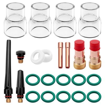 23PCS TIG Stubby Gas Lens 17GL332 3/32inch &amp; 12 Cup &amp; TIG Gas Lens Alumina Nozzle Kit for DB SR WP 17/18/26 TIG Welding Torch