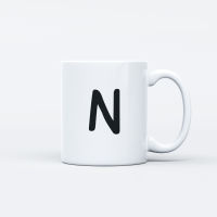 แก้วเซรามิคเคลือบเงาสีขาว Mug (Gift) แก้วน้ำพิมพ์ตัวอักษร N-Z 11 ออนซ์