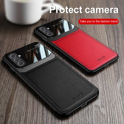Samung M14 5G Case Acrylic Splice Leather Texture Phone Cover For Samsung Galaxy M14 M 14 5G M146B 6.6" Soft Frame Protect Funda Phone Cases
