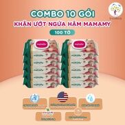 Combo 10 Gói Khăn Ướt Mamamy 100 Tờ Gói Có Nắp Không Mùi An Toàn Cho Bé