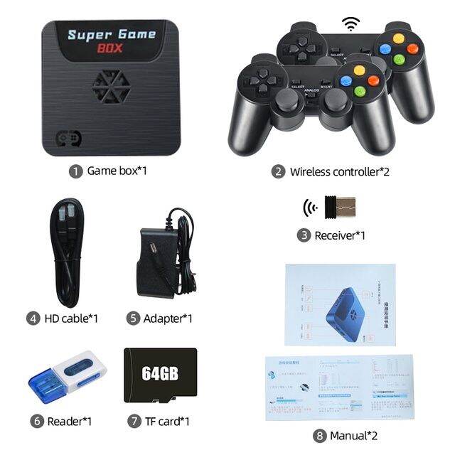 Powkiddy Super Console X5 Game Box With 2 Wireless Game Controllers 