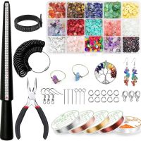 Ring Making Kit, Ring Size Measuring Tools with 15 Colors Crystal Chips Beads,Elastic String, Pliers for DIY Handmade