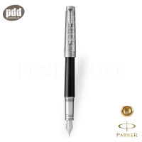 PARKER ปากกาป๊ากเกอร์ หมึกซึม พรีเมียร์ คัสตอม ทาร์ทัน  สีดำเทาคลิปเงิน - Parker Premier Fountain Pen Custom Tartan Lacquer &amp; Metal - Medium Nib [เครื่องเขียนpendeedee]