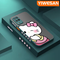 YIWESAN เคสสำหรับ Realme 8 5G 8S 5G Q3i V13 5G Narzo 30 Narzo 50 5G เคส8i Q3การ์ตูนแมวน่ารักมีน้ำค้างแข็งโปร่งใสเคสขอบสี่เหลี่ยมแข็งลายกล้องปลอกซิลิโคนเคสนิ่มกันกระแทก