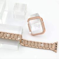 Glitter Metal Strap Bling Diamond Protective Case For Apple Watch Band 41mm 45mm 42mm 38 44mm 40mm iWatch Series 8 7 6 5 4 3 SE