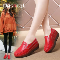 DOSREAL Wedges ส้นรองเท้าผู้หญิงรองเท้าส้นแบนแพลตฟอร์มรองเท้าลดกระหน่ำเกาหลีอินเทรนด์ของแท้หนังแม่รองเท้าขนาดใหญ่41สุภาพสตรีรองเท้าผ้าใบสำหรับเดิน