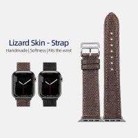 Handmade สายหนัง Lizard Skin Ultra-Thin สำหรับ 45มม. 44มม. 42มม. Handmade Soft สร้อยข้อมือผู้ชายสีน้ำตาลสร้อยข้อมือสีดำ