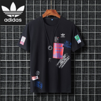 Adidasˉnew 100% เสื้อยืดคอกลมผ้าคอตตอนแบรนด์ทันสมัยของแท้ใหม่เสื้อสำหรับทั้งหญิงและชายกีฬาฤดูร้อนระบายอากาศได้ดีพิมพ์โลโก้แฟชั่นแขนสั้นขนาดใหญ่TH