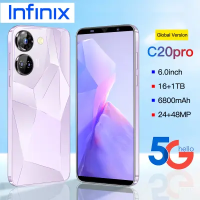 โทรศัพท์ Infinix C20 Pro smartphone 5G Phantoms มือถือ 6HD+ รองรับ2ซิม 4G/5G แรม16GB รอม1024GB Mobile phone ราคาสุดคุ้ม โทรศัพท์มือถือ ราคาถูกๆ รองรับแอปธนาคารได้ ระบบนำทาง GPS ชาร์จไว เมนูภาษาไทย