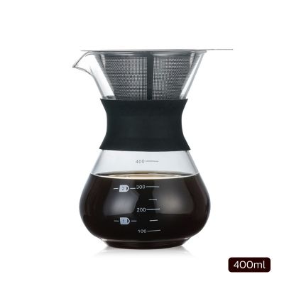 Smart decor กาชงกาแฟ กาดริปกาแฟ ที่ดริปกาแฟ แก้วชงกาแฟ พร้อมที่กรอง ขนาด 400 ml  ผลิตจากแก้วอย่างดี Coffee Maker Pot With Steel Filter