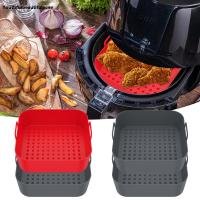 2ชิ้นพร้อมที่จับหม้อซิลิโคนหม้อทอด Air Fryer นำมาใช้ใหม่ได้หม้อทอด Air Fryer ไลเนอร์ทนความร้อนได้หม้อทอด Air Fryer กระทะอบแบบซิลิโคนหม้อทอด Air Fryer ขอบยางซิลิโคนสำหรับอบหม้อทอด Air Fryer บ้าน