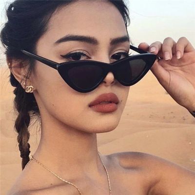 2022 Fashion Sunglasses Woman Brand Designer Vintage Retro Triangular Cat Eye Glasses Oculos De Sol Transparent Ocean UV400