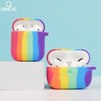 เคสหูฟังซิลิโคนสีรุ้งสำหรับ Airpods Pro ฝาครอบป้องกันหูฟังบลูทูธไร้สายสำหรับ Air Pods 1 2กล่องนุ่ม