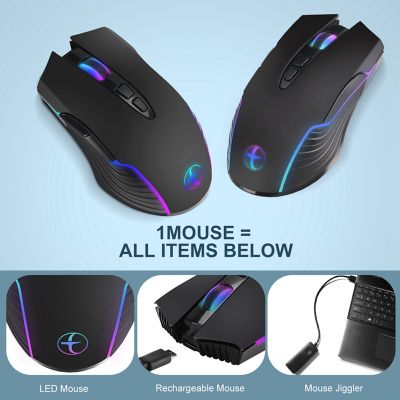 Wireless Gaming Mouse Mover Mouse Jiggler with On/Off Button Keep Computer Awake Quiet Click Rechargeable Optical Mouse