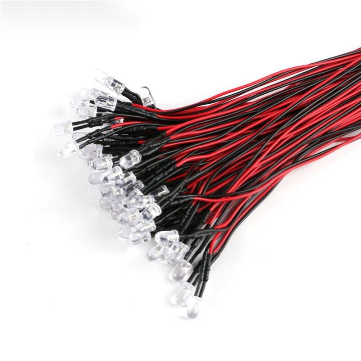 50pcs-water-clear-led-diodes-f3-f5-3mm-5mm-red-green-blue-yellow-uv-orange-pink-warm-white-rgb-pre-wired-20cm-cable-5v-12vdcelectrical-circuitry-parts