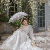 Sun Bride Photography Beige 60Cm Umbrella White Vintage For Length Umbrella Sunshade 26Cm Wedding Lace Parasol Lace Decoration