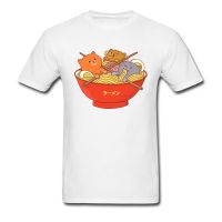 Custom Ramen noodles and cats Tees for Men 2023 Newest Lovers Day Round Collar Cotton Short Sleeve T Shirt Casual Tee Shirt  6VQ5