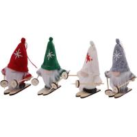 Christmas Tree Hanging Gnomes Skiing Faceless Doll with Wood Skis Christmas Skiing Dwarf Faceless Doll for Christmas Tree Home Window Decoration compatible