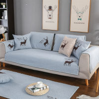 Cotton Linen Sofa Cushion Thickened Printing Woven Non-Slip Cushion Cover Cotton Velvet Universal Living Room Sofa Cover Back