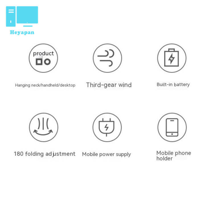 พัดลมขนาดเล็ก5v-1a-มือถือพับได้3ระดับปรับ180ได้3000mah-แบตเตอรี่ความจุมากแขวนแบตสำรองพัดลมคล้องคอแบบพกติดตัว