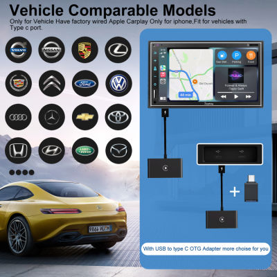 ตัวรับสัญญาณ WiFi 2023 CarPlay สำหรับ iPhone สายเชื่อมอุปกรณ์ใช้ในรถสำหรับ OEM รถยนต์ CarPlay แบบมีสายแปลงเป็น CarPlay ไร้สายรองรับการอัปเดตออนไลน์แบบปลั๊กแอนด์เพลย์ใช้งานง่ายใช้ได้กับสำหรับรถยนต์2015และ iPhone