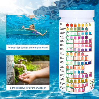 50/100 Strip 16 In 1 Drinking Water Test Kit Water Test Strips for Hardness PH Fluoride Lead Nitrate Home Water Quality Test Kit Inspection Tools