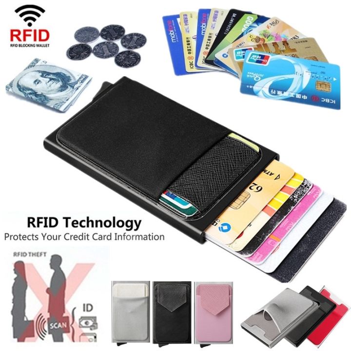 Men Business Aluminum Wallet with Back Pocket Cash ID Card Holder RFID ...