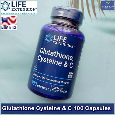 กลูตาไธโอน ซีสเทอีน & ซี Glutathione Cysteine & C 100 Capsules - Life Extension แอล-ซิสเทอีน วิตามินซี