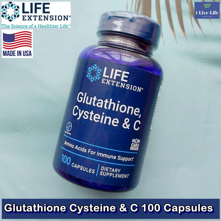 กลูตาไธโอน-ซีสเทอีน-amp-ซี-glutathione-cysteine-amp-c-100-capsules-life-extension-แอล-ซิสเทอีน-วิตามินซี