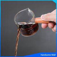 H.S. แก้วช็อต Espresso Shot ด้ามจับไม้ ขนาด 70 ml และ 75 mlสินค้าพร้อมส่ง แก้วนมเล็ก Measuring cup