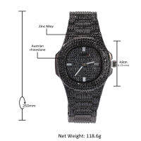 THE BLING KING Mens Watch Iced Out Rhinestone Diamond Watch Quartz HIPHOP Watches With Stainless Steel Watch Clock relogio