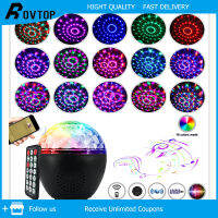 Rovtop 16 colors plug-in Sound Active RGB LED Crystal Magic Ball Stage Effect Lighting DC5V USB Connector Multi colors Rotate Musical Instruments DJ Karaoke Party Birthday Wedding Holiday Celebration Lamps